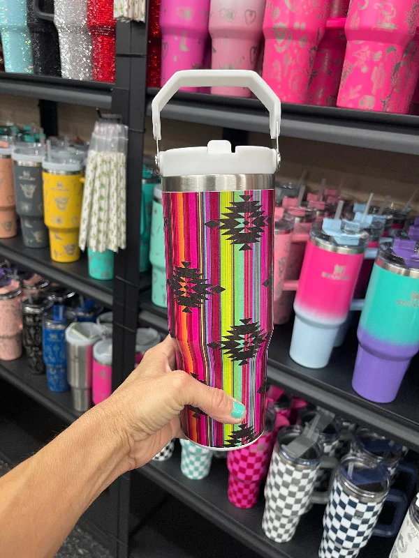 Holiday Drinkware Gifts 30oz handle Serape tumbler
