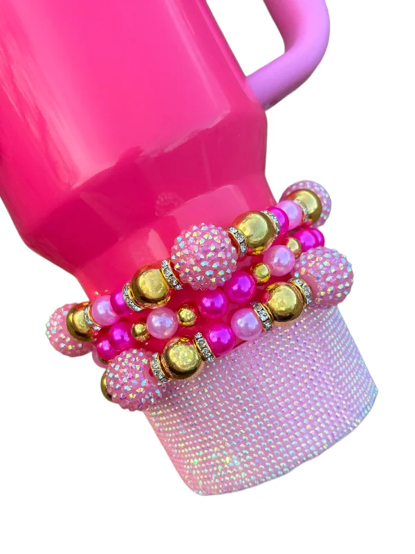 Limited-Time Drinkware Discounts Pink Parade Cup Bracelets