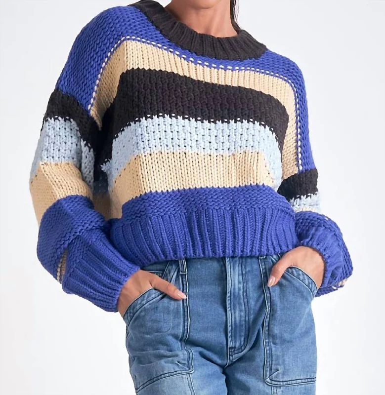 Clearance Event Cassidy Striped Sweater In Blue Stripe