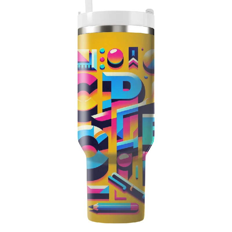 Style Revolution Retro 80s Typography Fun Tumbler With Handle