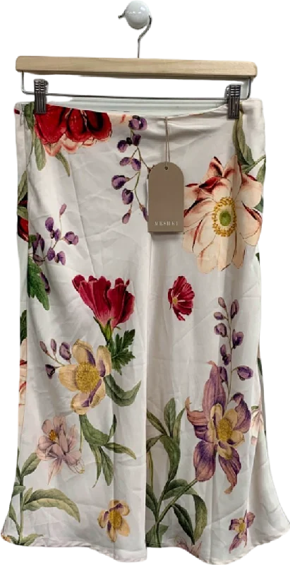 Urban Sophistication Meshki Multi-Coloured Allegra Satin Midi Skirt Bella Rosa Print UK M