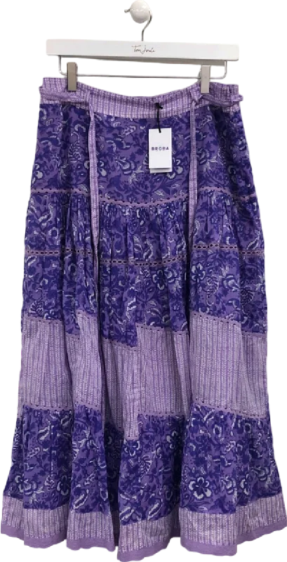 Special Occasion Wear Brora Purple Patchwork Maxi Skirt UK 12