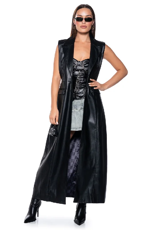 Casual Chic SLEEK PU LONG LINE VEST