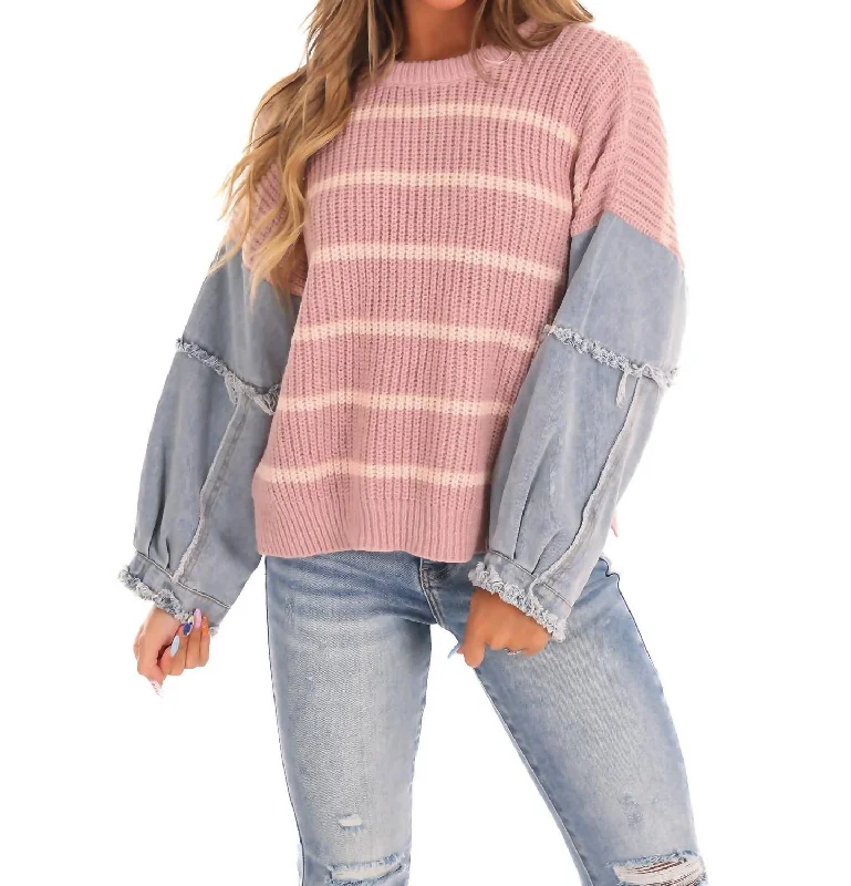 Style Upgrade Chill Chaser Stripe Sweater In Lavender