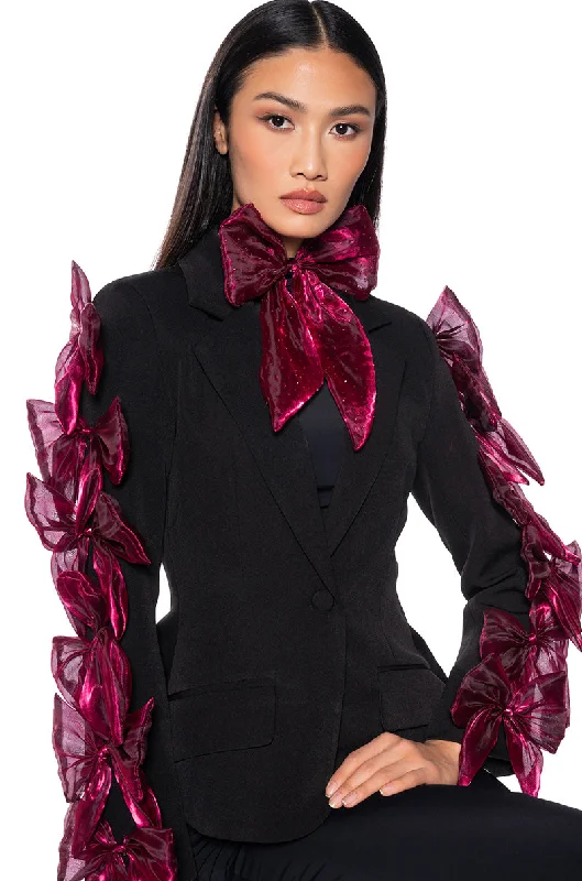 Style Revolution BOWS FOR DAYS CINCHED BLAZER