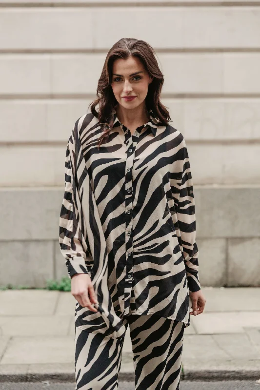 Feminine Soft - Hued Look Saloos Oversized Shirt with Plain Vest