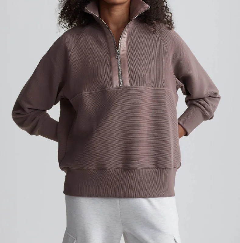 Sophisticated Outfits Lismore Half-Zip Sweater In Deep Taupe