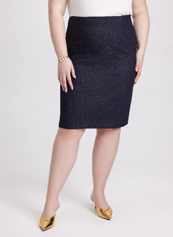 Elegant Contour Denim Pencil Skirt