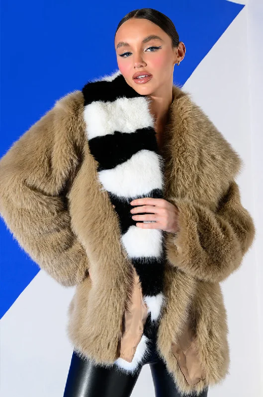 Spring Fling Sale OVERSIZE SOFT FAUX FUR STRIPE JACKET