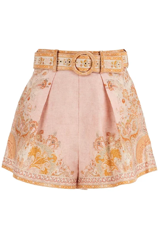 Elegant Clothing Zimmermann Women's High-Waisted Floral  Linen Shorts