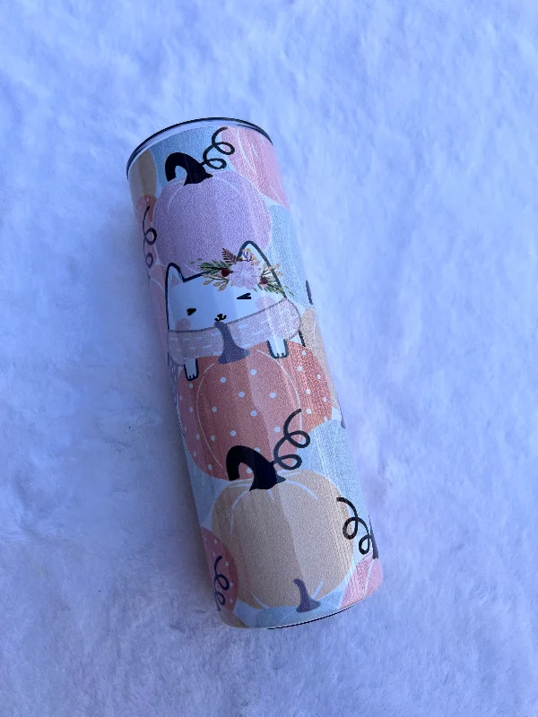 Drinkware Gift Ideas Pastel Pumpkins Cat - Tumbler