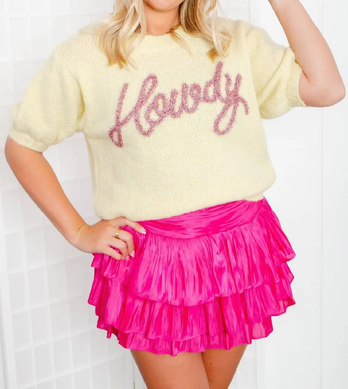 Trend Leading Collection Queen Of Howdy Puff Sleeve Sweater In Beige