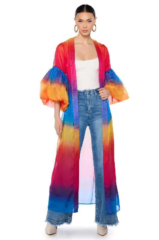 Versatile Wardrobe Essentials OMBRE SHERBERT PUFF SLEEVE DUSTER