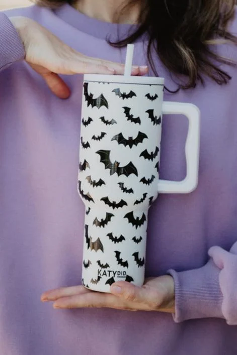 Summer Deals Bats Halloween Tumbler with Straw