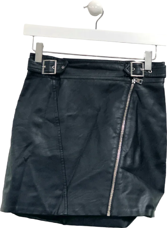 Stylish Spring Fashion Topshop Black Faux Leather Mini Skirt UK 8