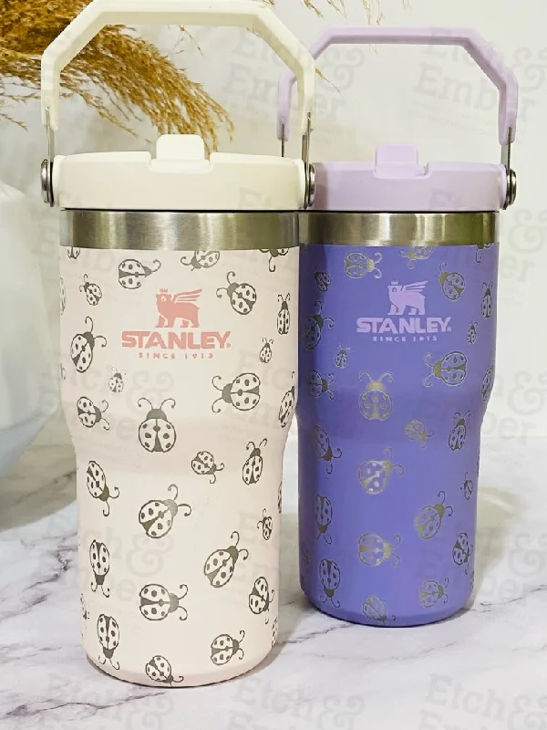 Premium Style Ladybugs Engraved Stanley 20 oz IceFlow Flip Straw Tumbler
