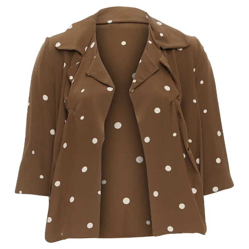 Feminine Grace Marni Silk Polka Dot Print Relaxed Blazer