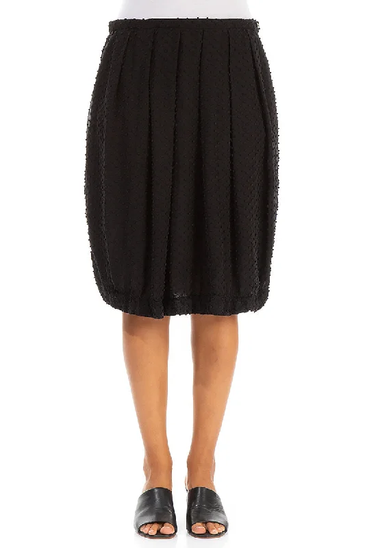 Boho - Chic Festival - Ready Style Dotty Balloon Black Midi Silk Skirt