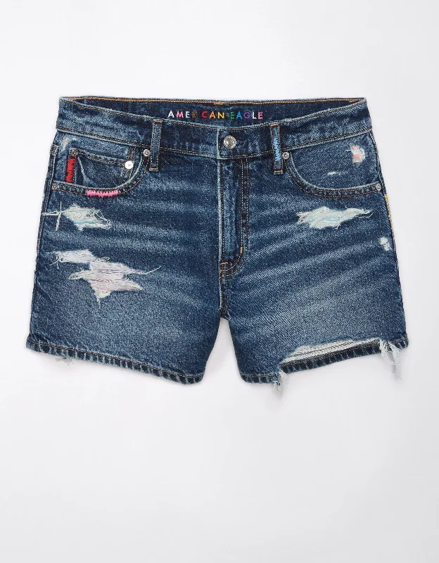 Comfort First Women's Fashion AE Pride Strigid Super High-Waisted Relaxed Ripped Denim Short