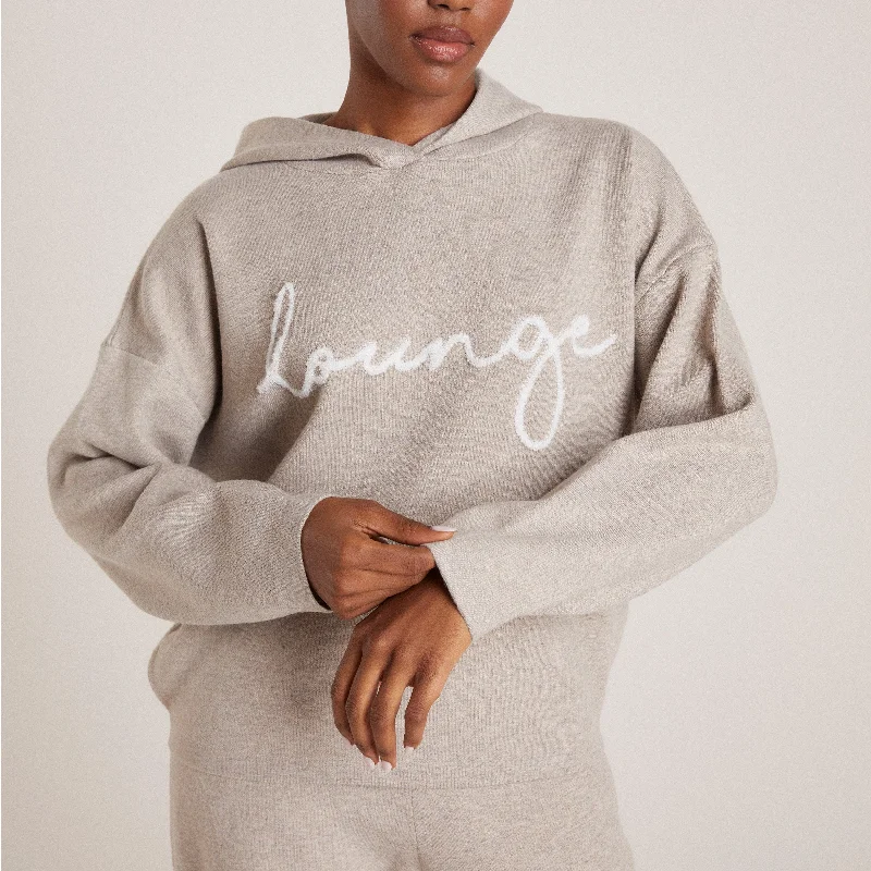 The Epitome Of Modern Women's Fashion Knitted Lounge Hoodie - Taupe Marl