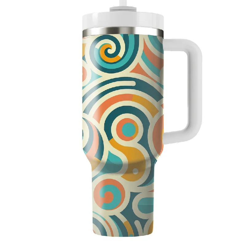 Drinkware Markdowns Retro Spiral Pattern Tumbler With Handle