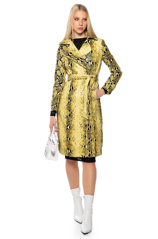 Trendsetting Threads SANDO SNAKE PLEATHER TRENCH COAT