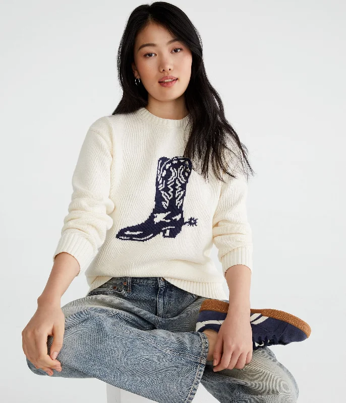 Spring Wardrobe Aeropostale Cowgirl Boot Oversized Crew Sweater