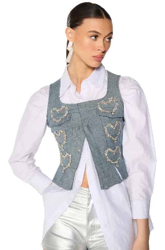 Trend Setting Wardrobe HEART ON DENIM VEST