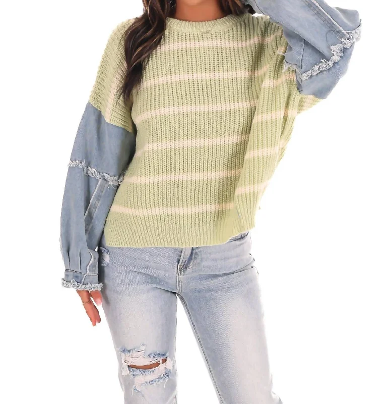 Seasonal Fashion Chill Chaser Stripe Sweater In Green