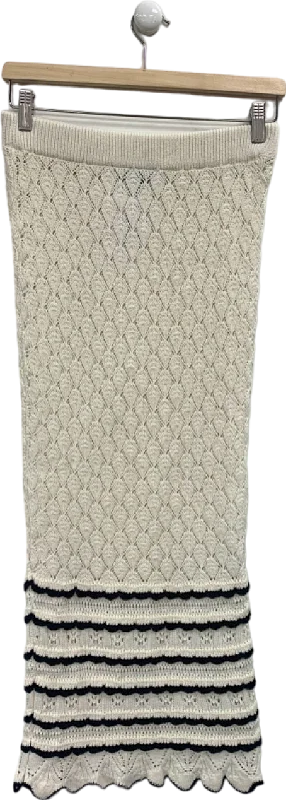 Graceful Movement Lipsy White Knitted Midi Skirt UK 8