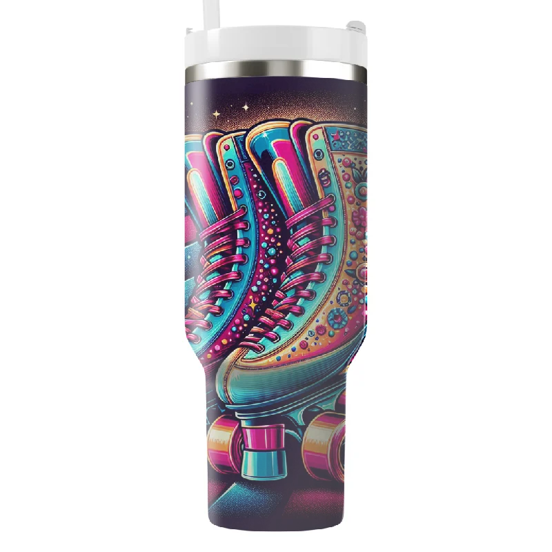 Stainless Steel Drinkware Retro Roller Disco Vibes Tumbler With Handle