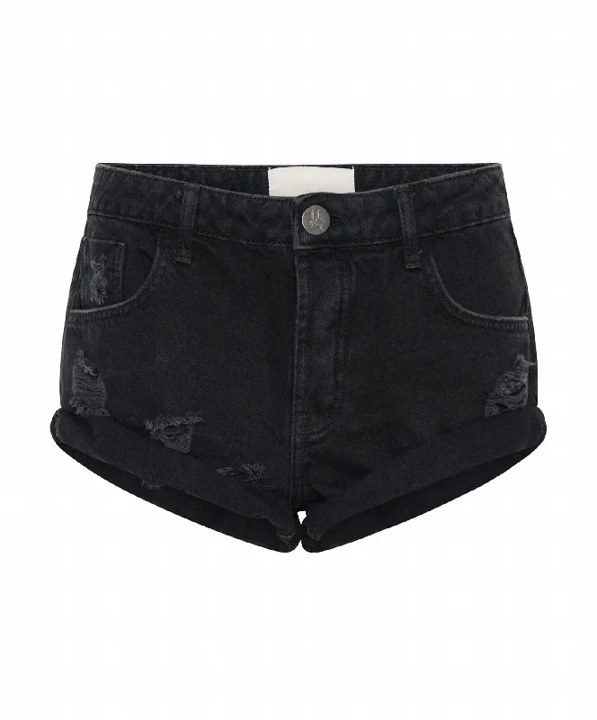 Refined Simplicity Double Bandits Denim Shorts In Black