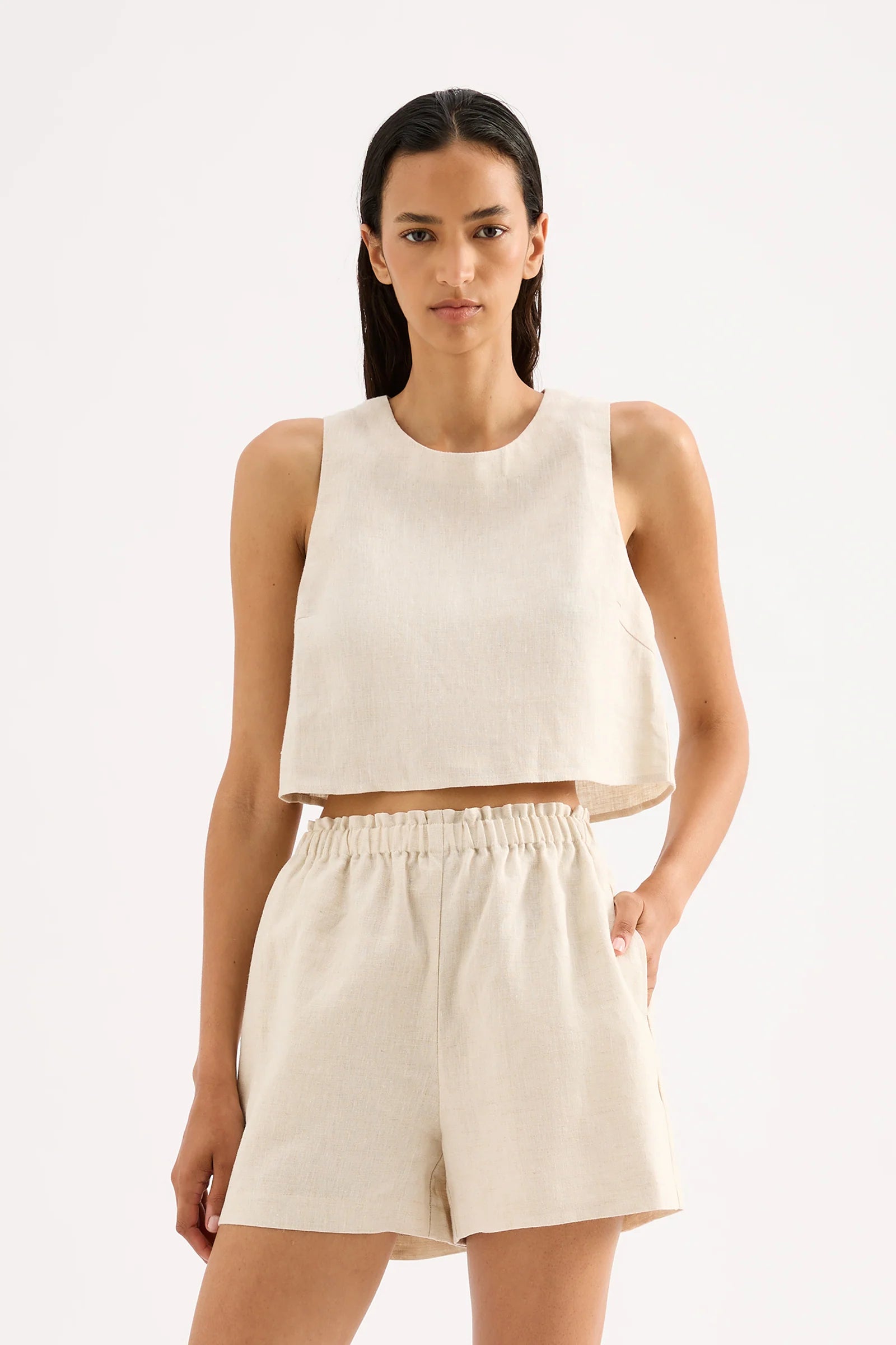 Versatile Wardrobe Essentials Ingrid Linen Top - Natural