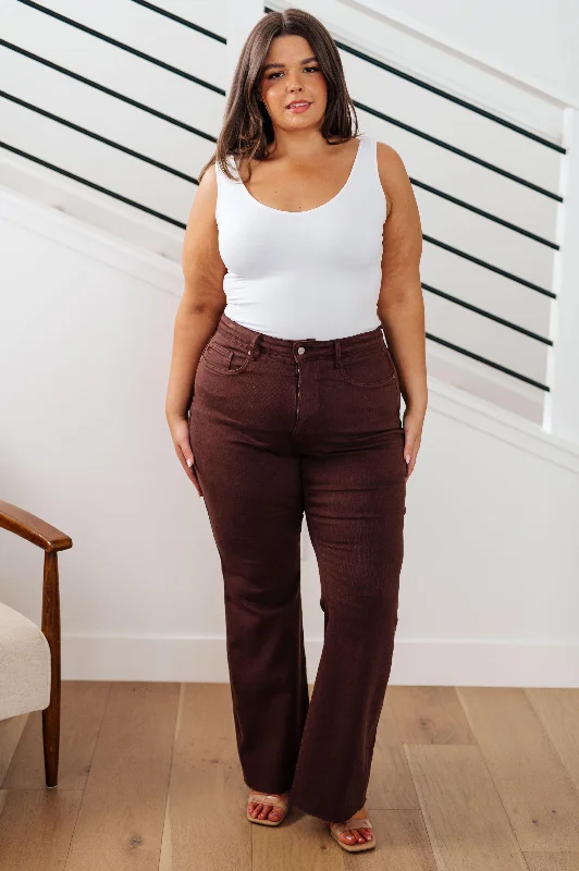 Father's Day Deals Sienna High Rise Control Top Flare Jeans in Espresso - Judy Blue
