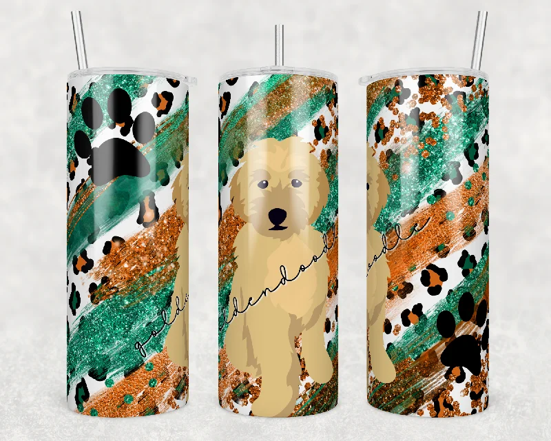 Travel Mugs Offer Gold/Green Leopard Goldendoodle - Tumbler