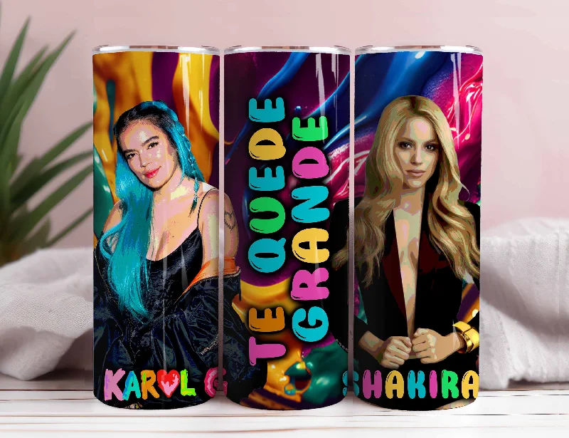 Reusable Drinkware Deals Karol G _ Shakira , Mañana sera bonito, plantilla para sublimacion, Karol G y Shakira Tumblr 20 0nzas, Karol G BundleTumbler 20 oz Wrap Png