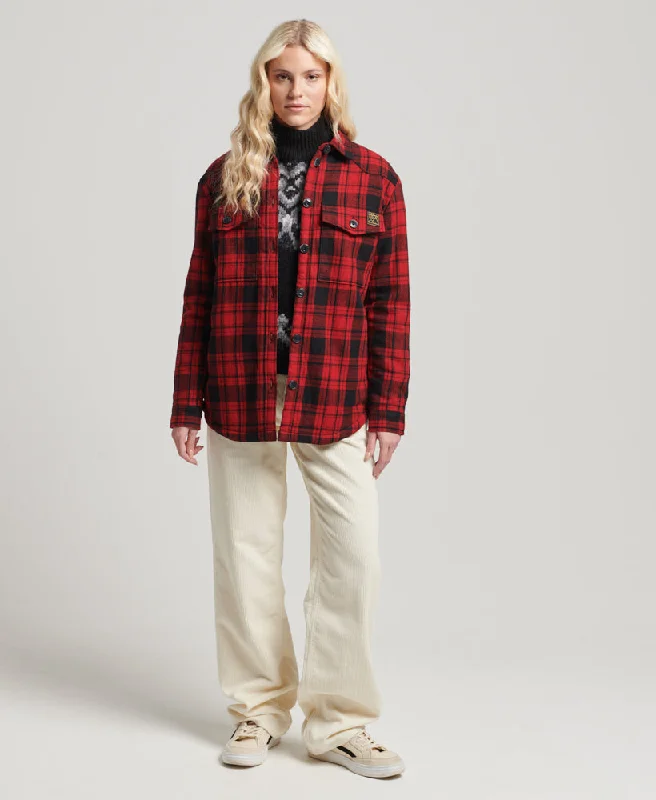 End Of Season Sale Borg Flannel Check Overshirt | Red Check