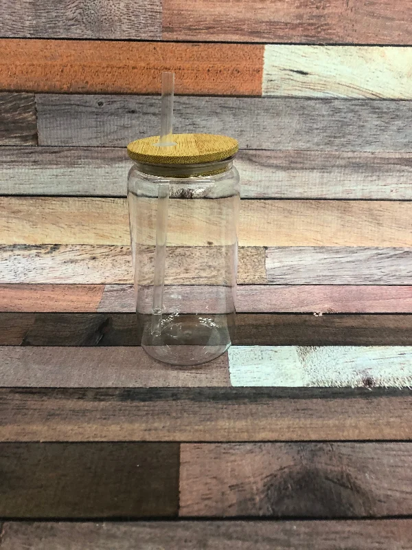 Insulated Bottles Promotion 16oz Clear Cup-Bamboo Lid