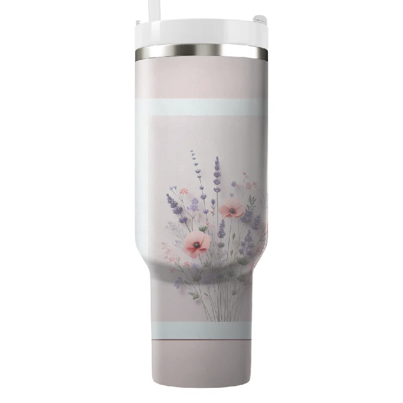Travel Drinkware Romantic Wildflower Meadow Tumbler With Handle