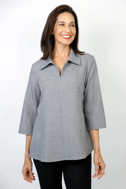 Hot Styles Beau Chemise Easy Fit & Flare Zip Blouse