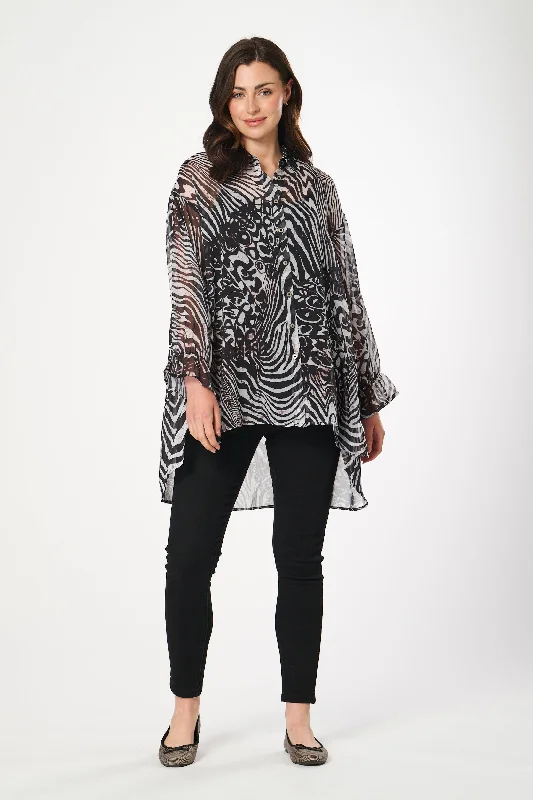 Elevated Style Saloos 2-in-1 Chiffon Style Dip Back Blouse