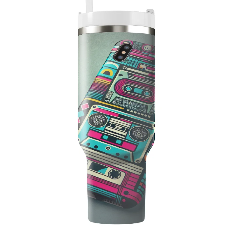 Step Ahead, Lead The Trend Retro Boombox Inspired Insulated Tumbler with Handle