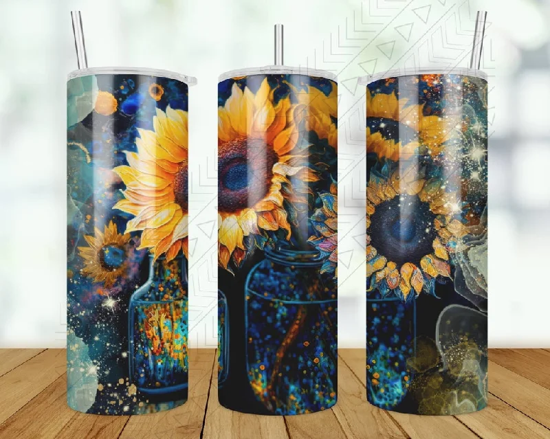 Decorative Drinkware Sale Sunflower Alcohol Ink Tumbler