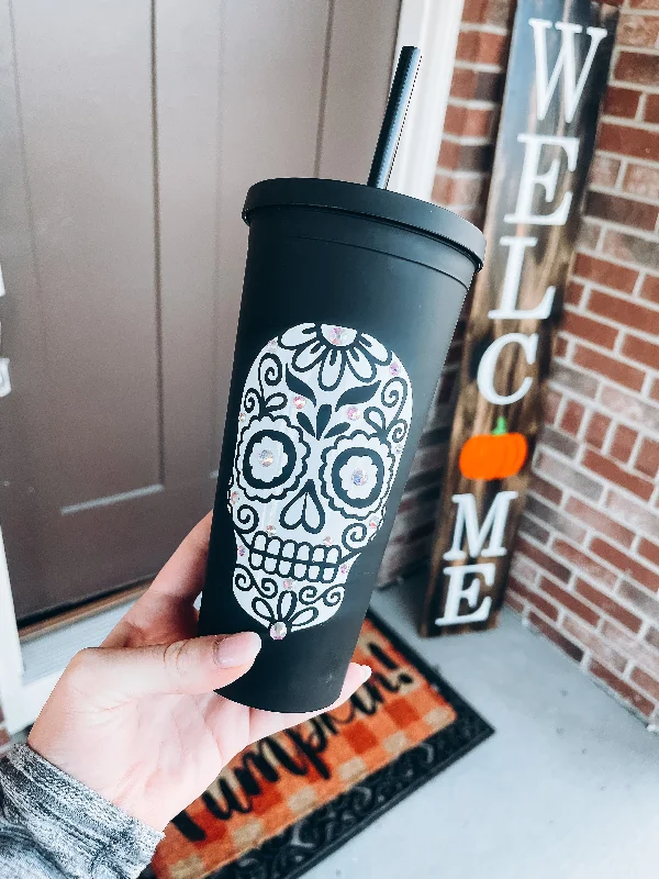 Insulated Drinkware Sugar Skull Black Matte Tumbler