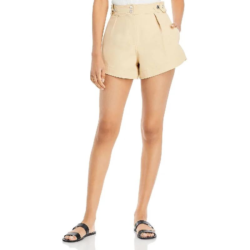 Feminine Charm Womens Pocket Cotton Stretch High-Waist Shorts