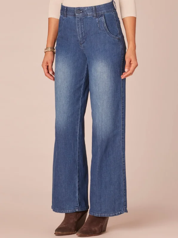 Attire Sale Democracy Ab Solution Skyrise Wide Leg Medium Wash Tulip Hem Jeans