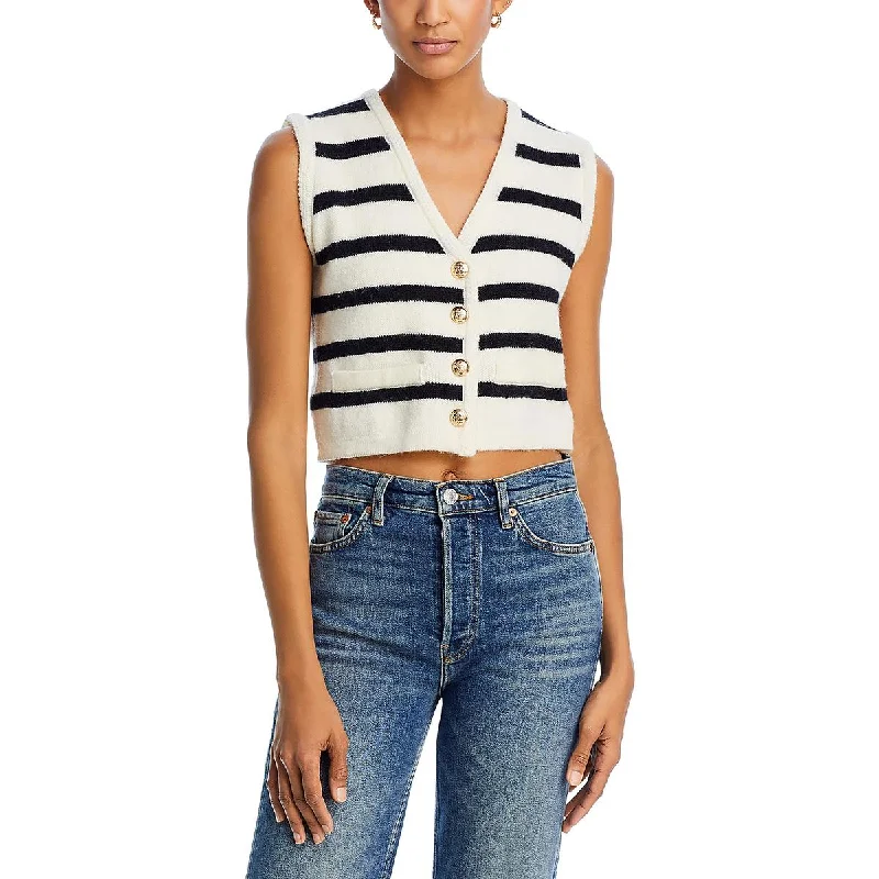 Luxe Layering Tumi Womens Striped Button-Down Tank Top Sweater