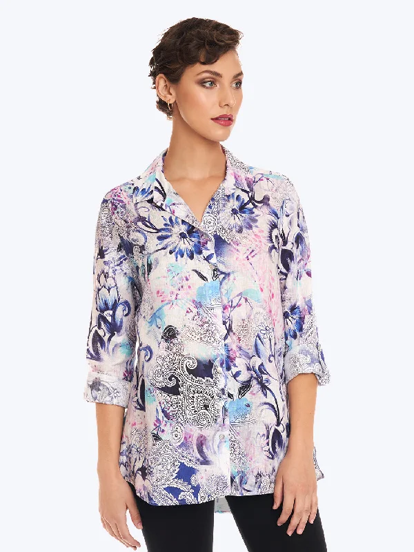 Fashion Forward Femme Tianello "Brita" Linen "Loving" Blouse