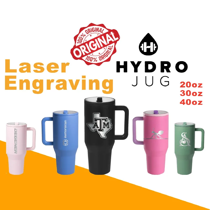 Thermal Drinkware 20oz, 30oz, 40oz HydroJug Traveler Tumbler, Personalized Stainless Steel Tumbler with Handle & Flip Straw, Laser Engrave Leak Resistant Tumbler With Rubber Base Thermal Drinkware 20oz, 30oz, 40oz HydroJug Traveler Tumbler, Personalized Stainless Steel Tumbler with Handle & Flip Straw, Laser Engrave Leak Resistant Tumbler With Rubber Base