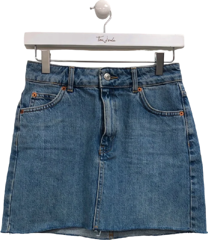 Classic Timeless Elegant Style Topshop Blue Denim Mini Skirt UK 6